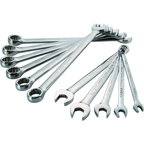 11 PC. METRIC LONG PANEL GUNMETAL CHROME COMBINATION WRENCH SET